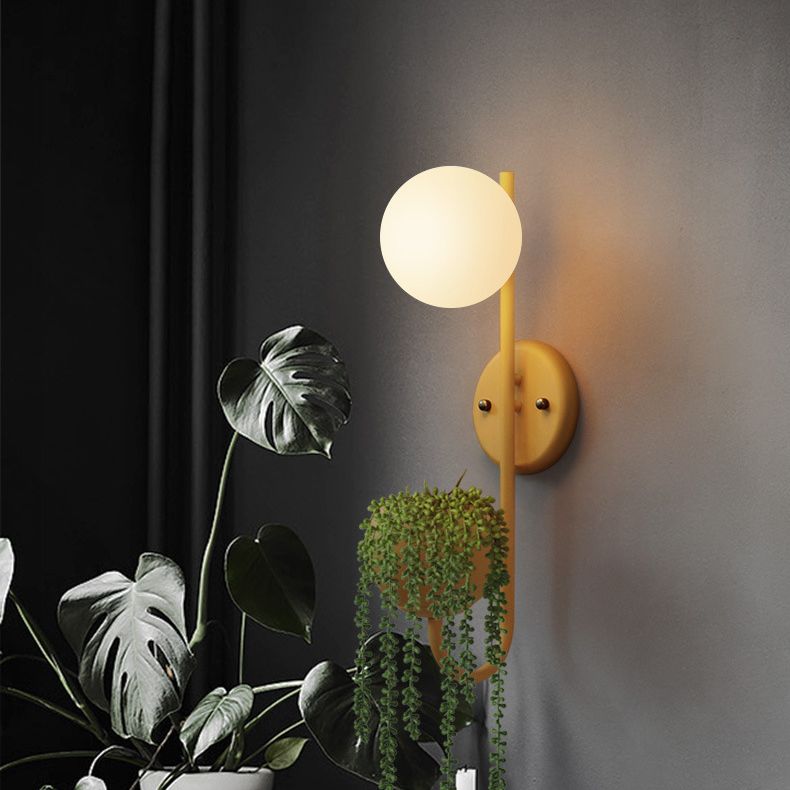 Nordic Refreshing Style Plant Wall Lamp 1 Light Ball Shade Sconce Light for Living Room