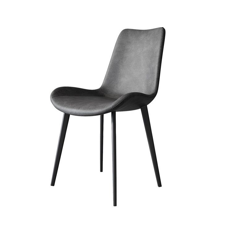 Contemporary Kitchen Dining Chairs Faux Leather Side Chairs with Black Legs