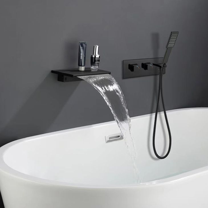 Deck Mounted Copper Roman Tub Faucet Waterfall Low Arc Roman Tub Faucet