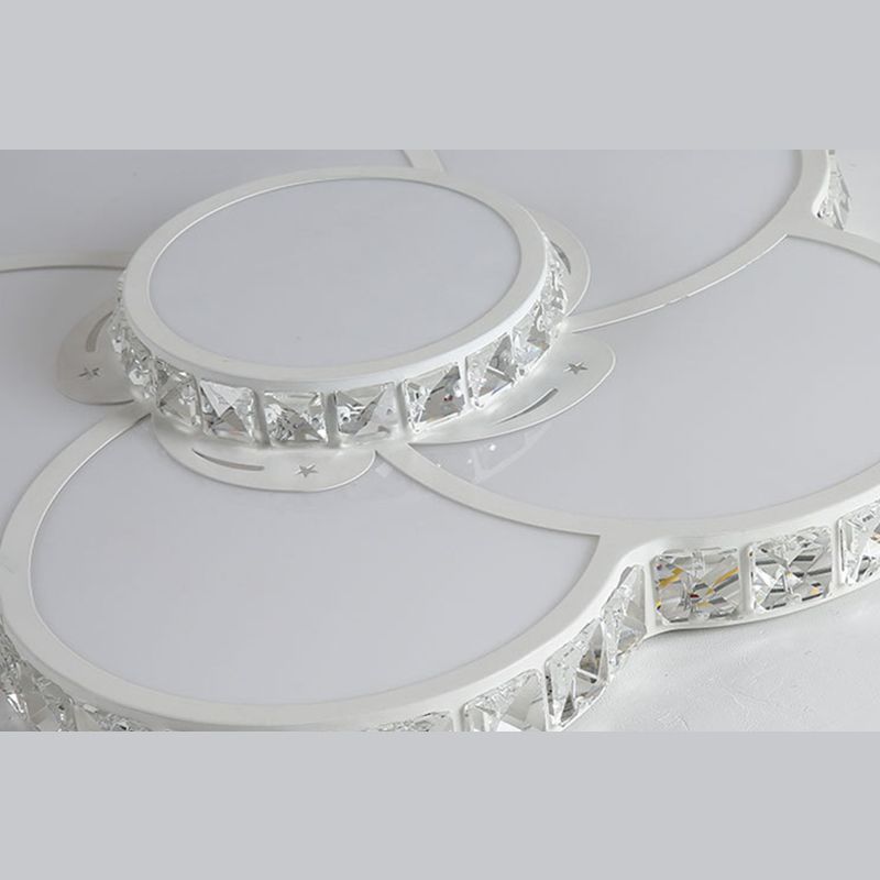 Crystal Floral Flush Mount Lighting Modern Style LED White Flush Mount Ceiling Fixture