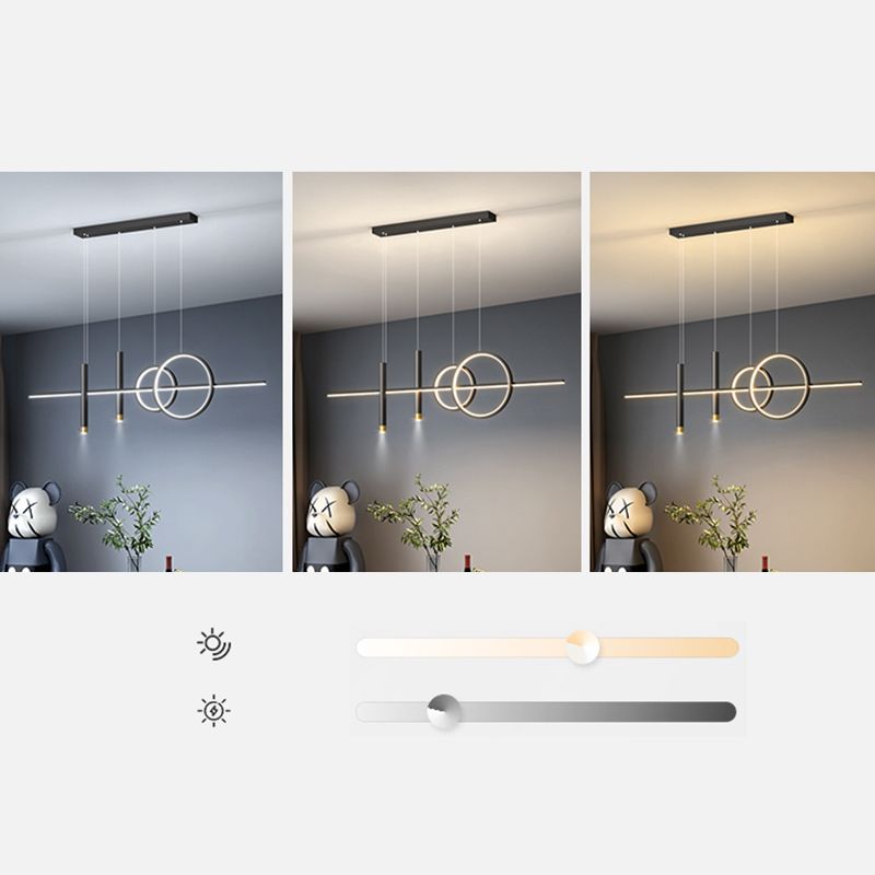 Silicone LED Linear Island Pendant Light in Modern Creative Style Wrought Iron Pendant Light for Interior Spaces