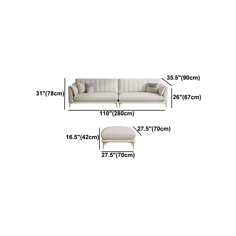 Contemporary Channel Back Faux Leather Sloped Arms Sofa/Sectionals,Ivory