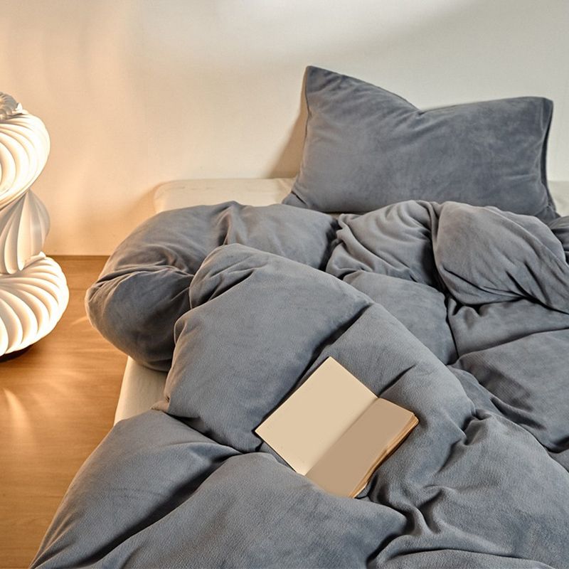 Flannel Bed Sheet Set Winter Solid Fitted Sheet for Bedroom