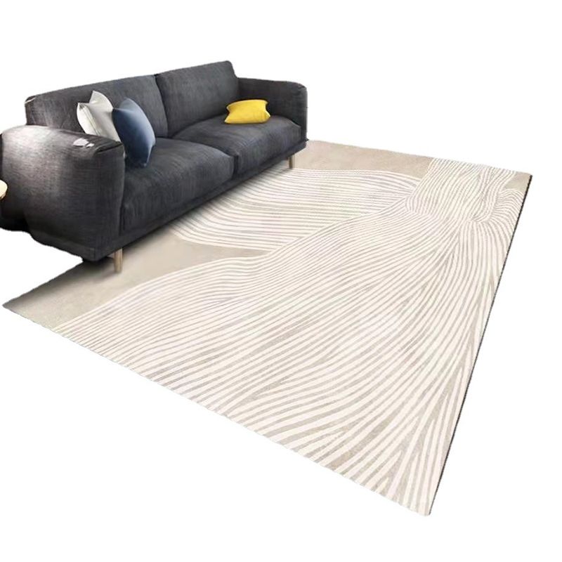 Dark Orange Color Block Rug Polyester Nordic Rug Washable Rug for Living Room