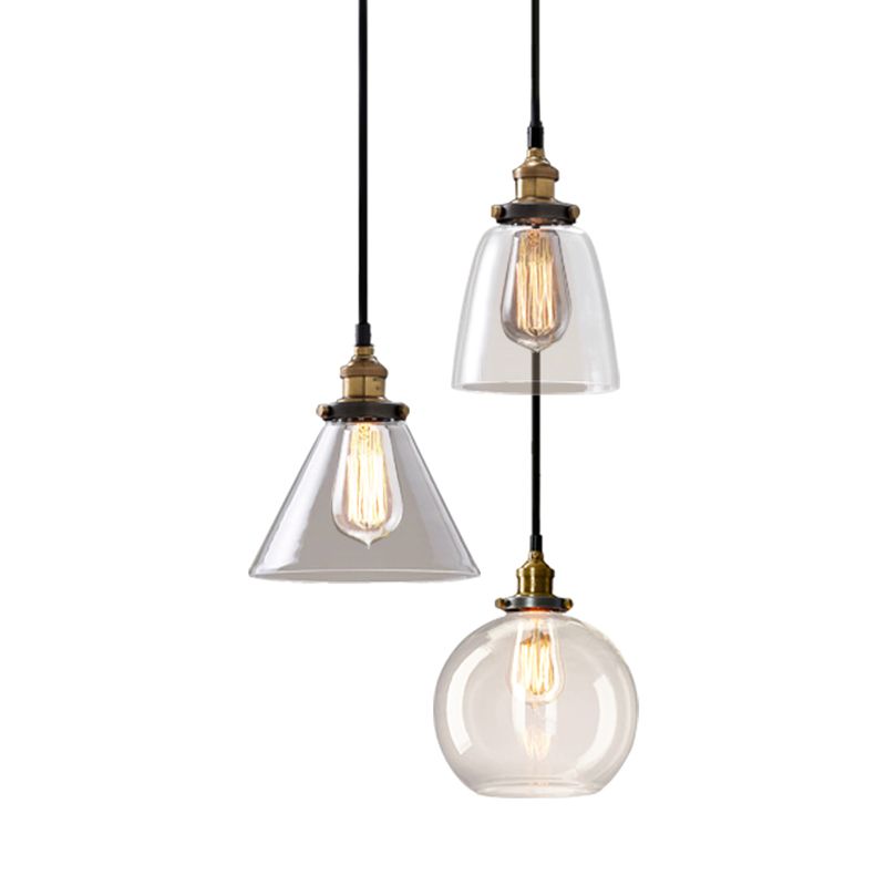 1 Light Vintage Glass Pendant Lampe Metal Lampe Breinder Industrial Style Éclairage de style industriel pour l'allée du couloir