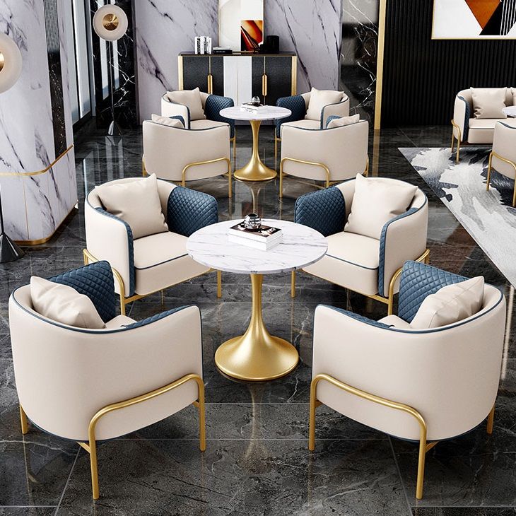 Pedestal Glam Style Dining Table Two-Color Fixed Table of Sintered Stone
