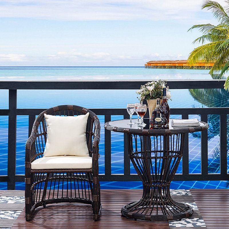 Modern Tempered Glass Dining Table Set 1/2/4/5 Pieces Dining Table Set for Outdoor