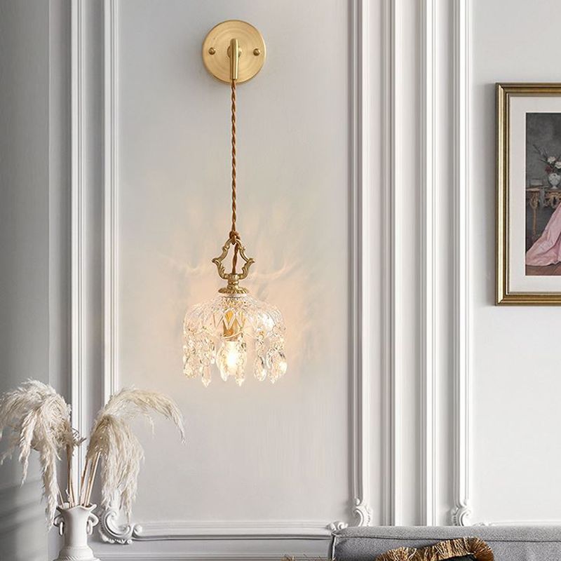 Metal Modern Wall Sconce Flower Shape Vanity Lamp with Glass Shade for Bathroom