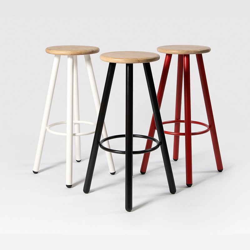 Modern Round Bar & Counter Stool Dining Room Footrest Wood Counter-height Stool