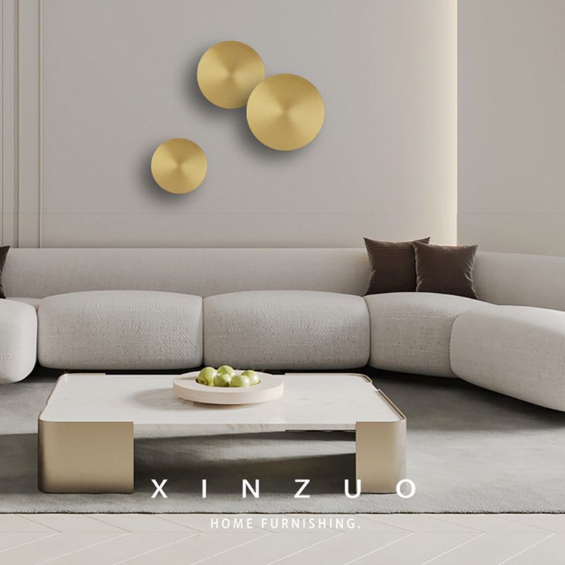 Round Shade Metal Wall Sconce Modern Style 1-Light Wall Mount Light for Living Room