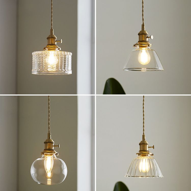 Vetro industriale sospeso a sospensione leggero caffetteria a 1 luce che pende la luce in ottone