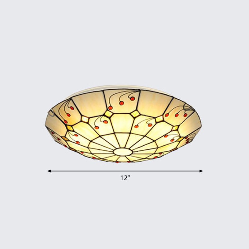Luminaire de plafond encastré classique en verre Tiffany à motifs de grille