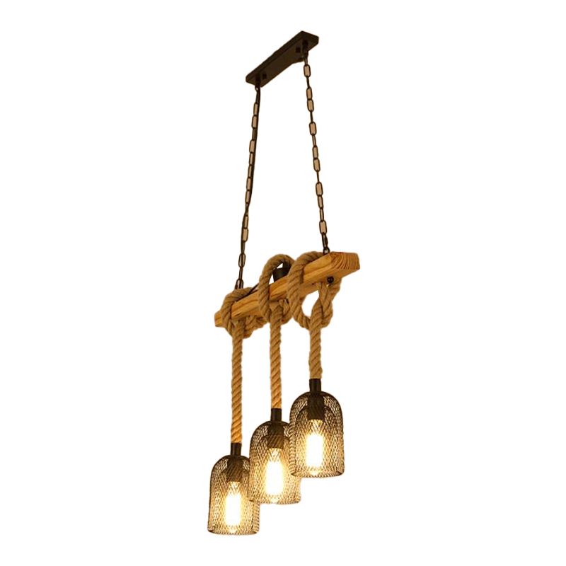 Industrial Wooden Island Light Household Hanging Lighting Fixture