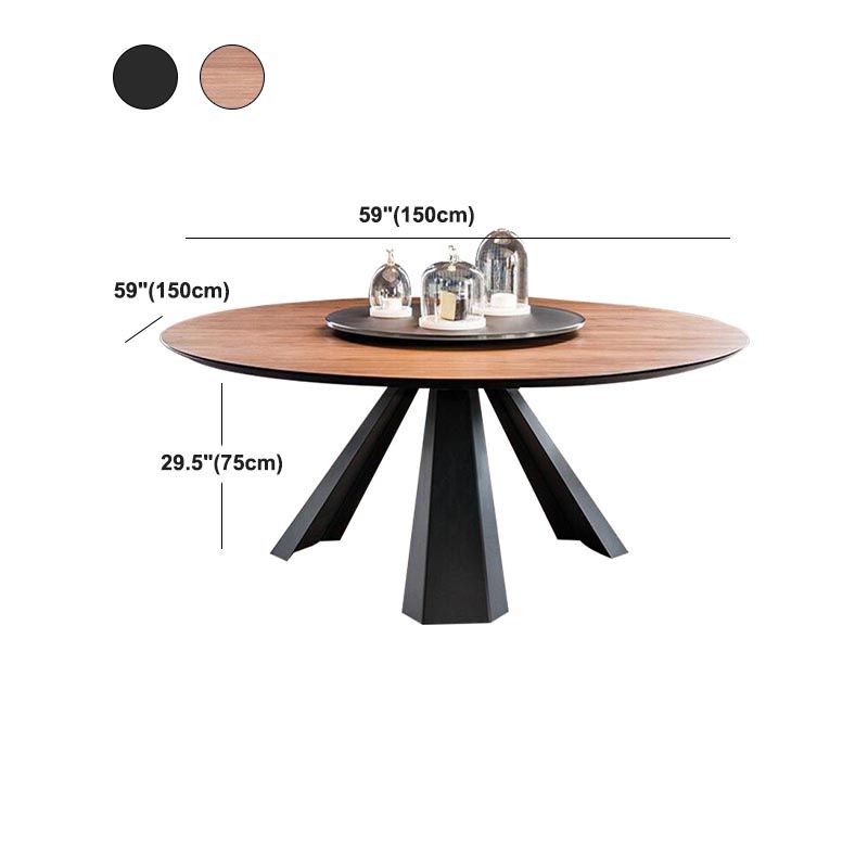 Mesa de comedor redonda moderna de madera Mesa de pedestal marrón sin plato giratorio