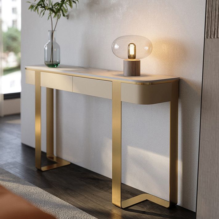 Glam Stone Half Moon Console Table 13.78" Wide 1-shelf Accent Table