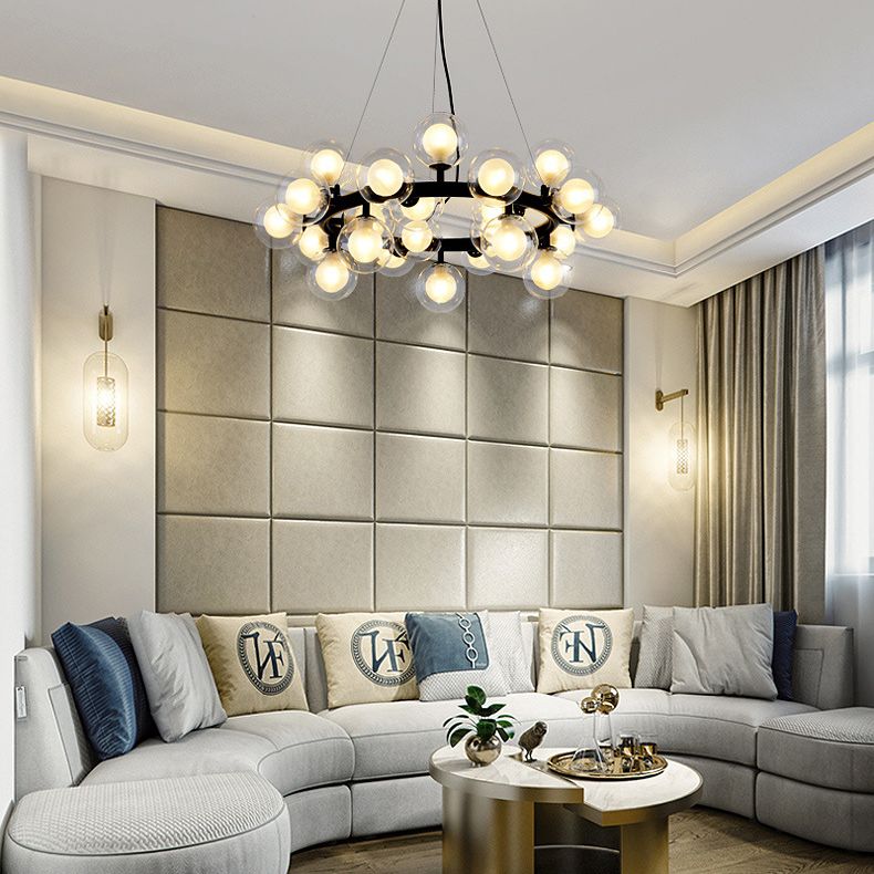 Contemporary Circular Chandelier Lights Glass Pendant Ceiling Lights for Living Room
