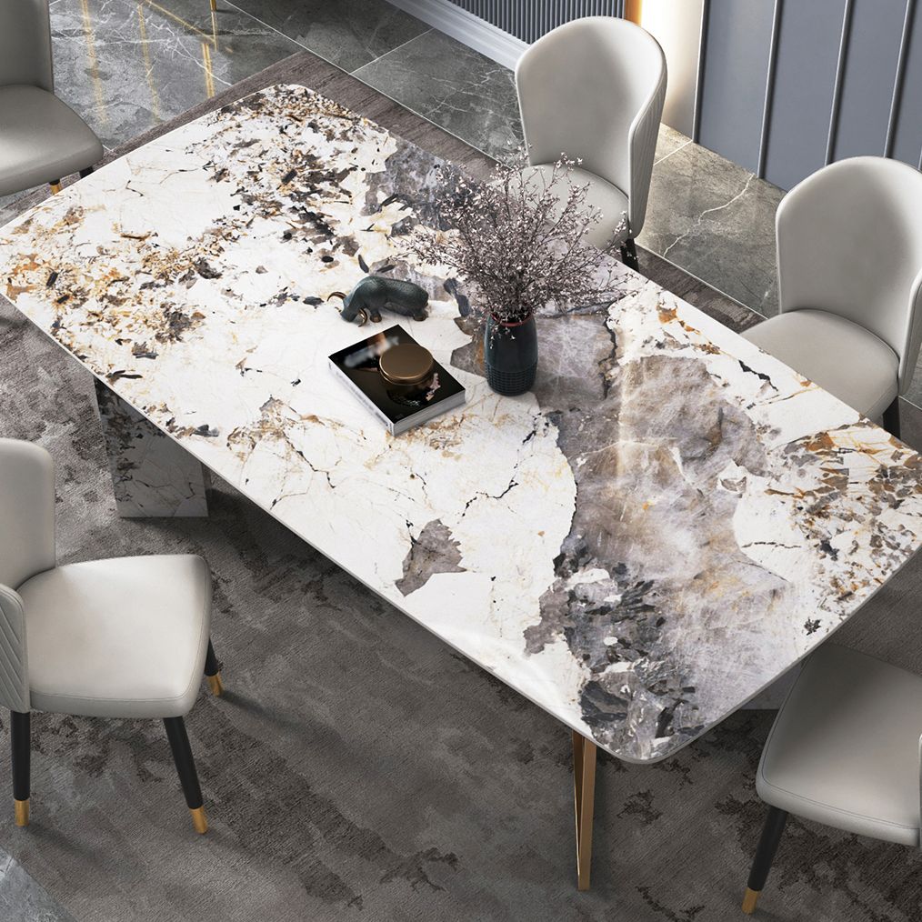 Glam Style 1/4/5/6/7 Pieces Dining Set Rectangle Sintered Stone Dining Table Set