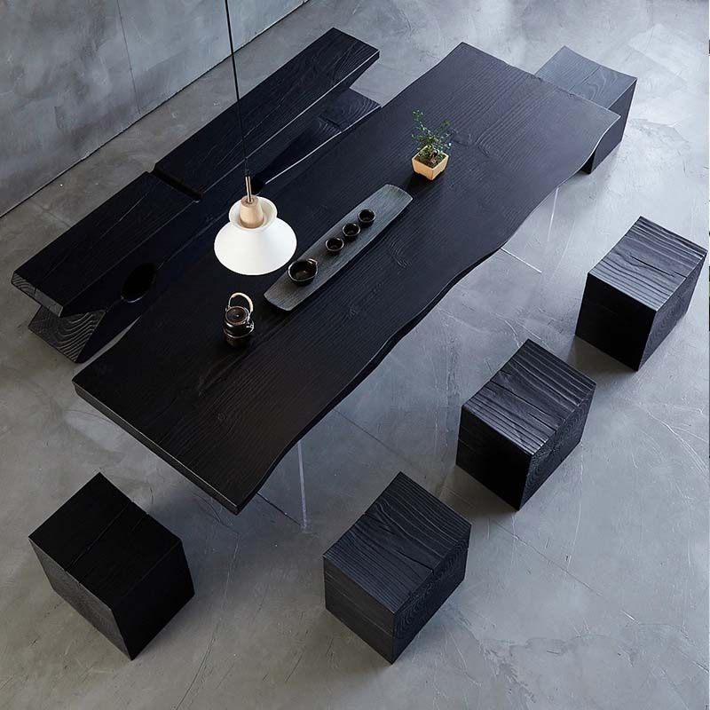 Modern Double Pedestal Dining Table Wood Table for Dining Room