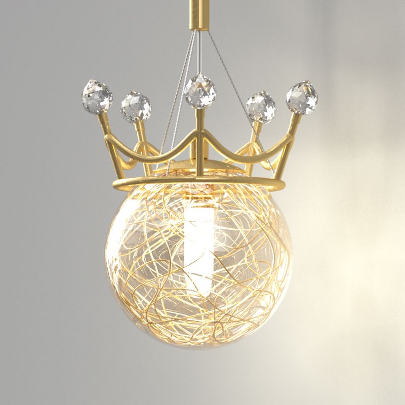 Decorative 1 Light Wall Lamp Globe Glass Hanging Wall Lamp in Brass Finish for Bedroom