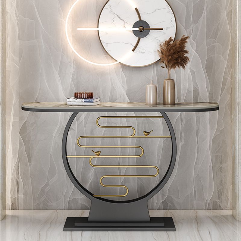 Half Moon Marble/metal Scratch Resistant Console Table for Hall