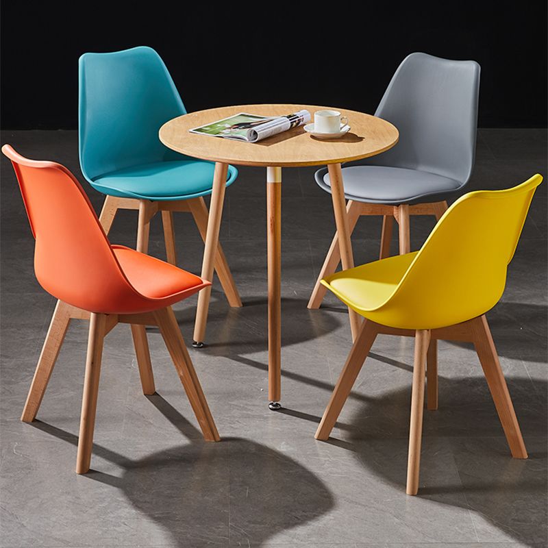 Contemporary Wood Dining Room Chairs Faux Leather Dining Armless Chairs for Home Use