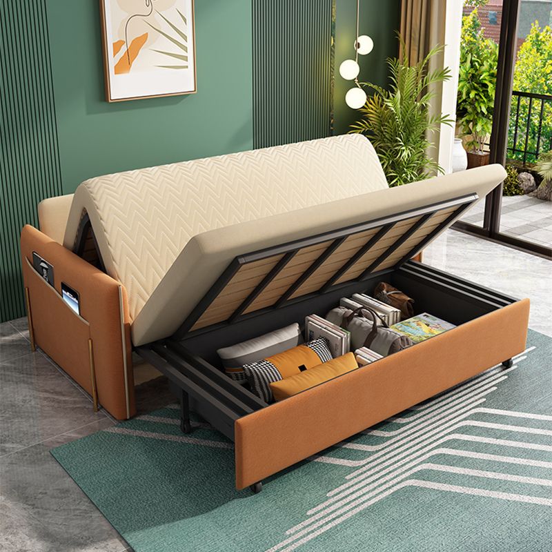 Yellow Faux leather Sofa Bed 36.22" Wide Contemporary Foldable Sleeper Sofa