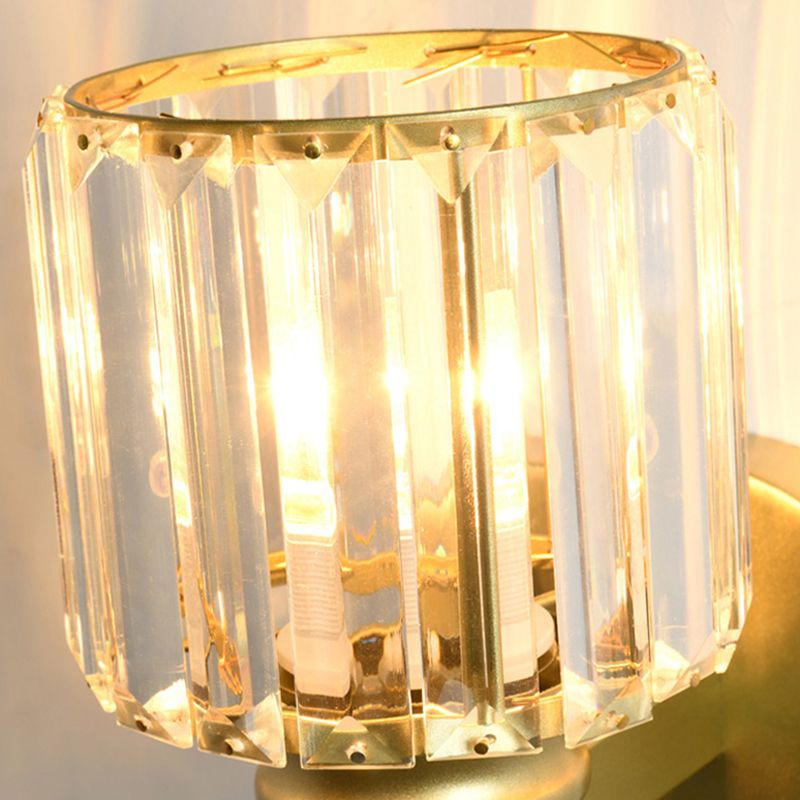 Half Cylinder Shade Crystal Wall Sconce Modern Style 1 Light Wall Mount Light Fixture