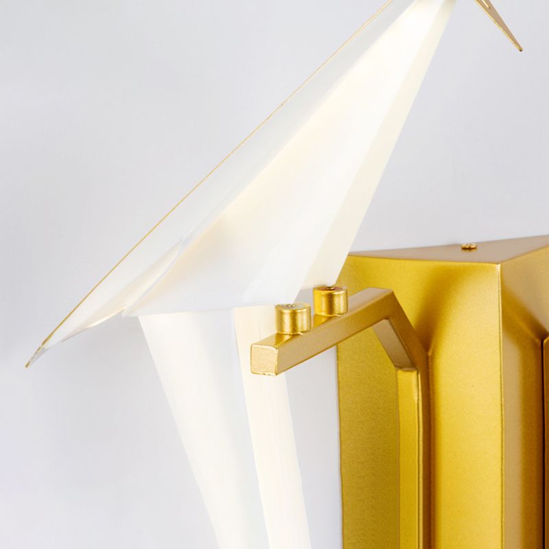 Postmoderne metalen wandlicht wit papier kraanwand sconce licht voor woonkamer slaapkamer