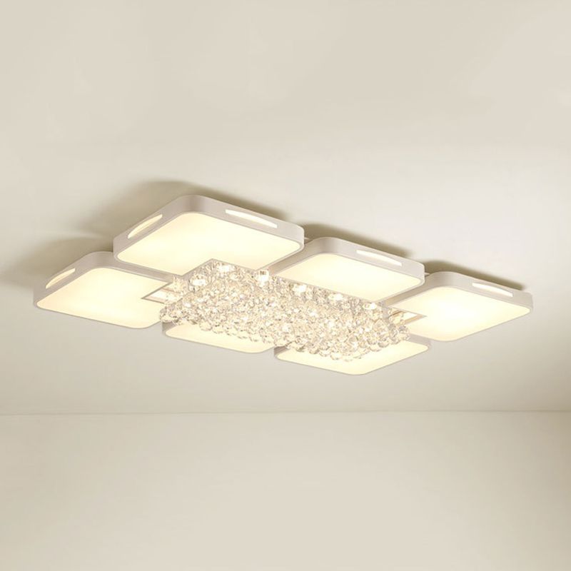 Geometría blanca LED semiincrustado estilo moderno y de lujo lámpara de techo interior de cristal, con pantalla de acrílico