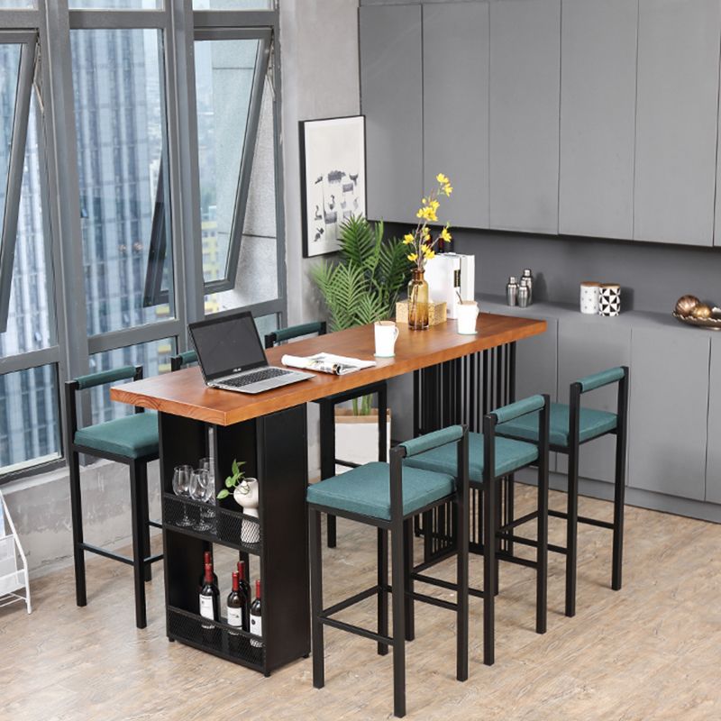 Modern Bar Table Set 1/7 Pieces Solid Wood Counter Table with Upholstered Stools