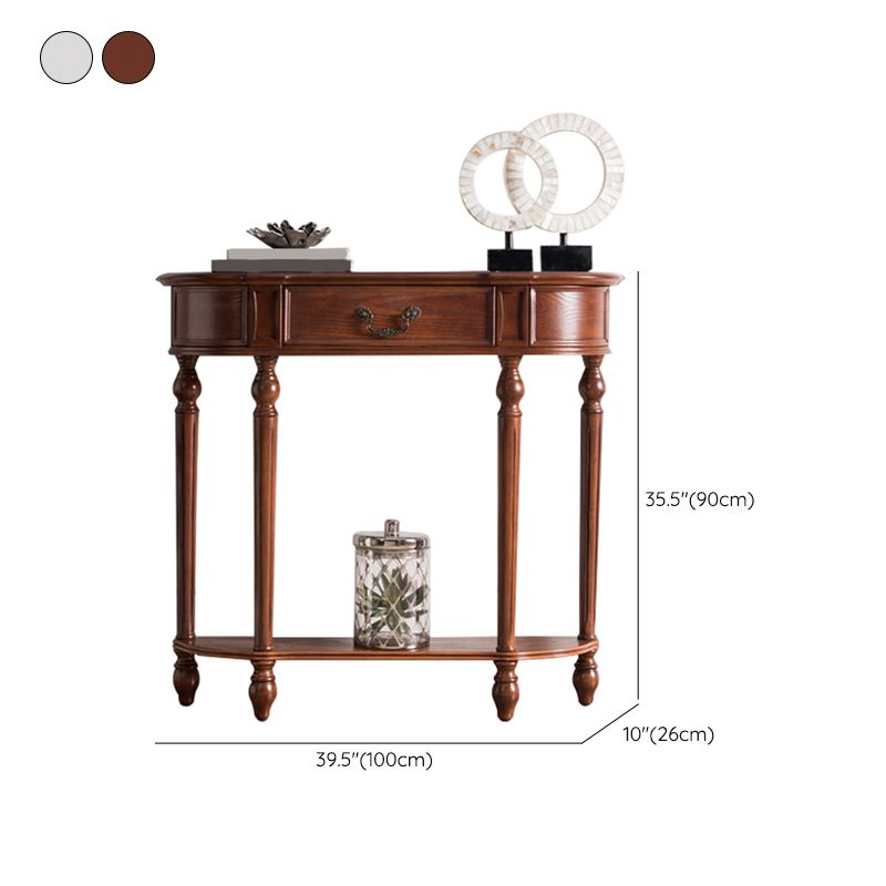 Victorian Rubber Wood End Table Free Form Sofa Console Table for Hall