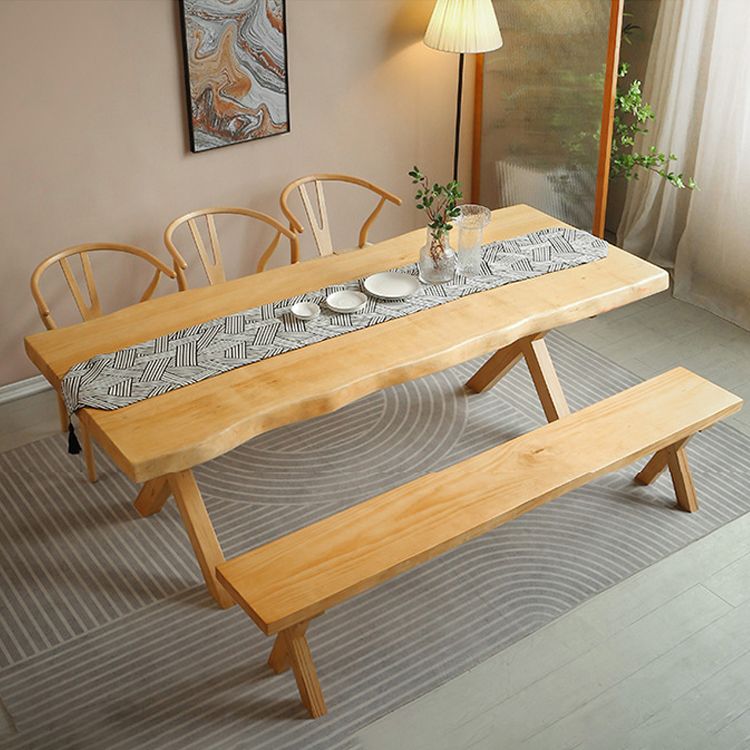 Rectangle Solid Wood Dining Table Modern Contemporary Kitchen Wood Table with Double Pedestal