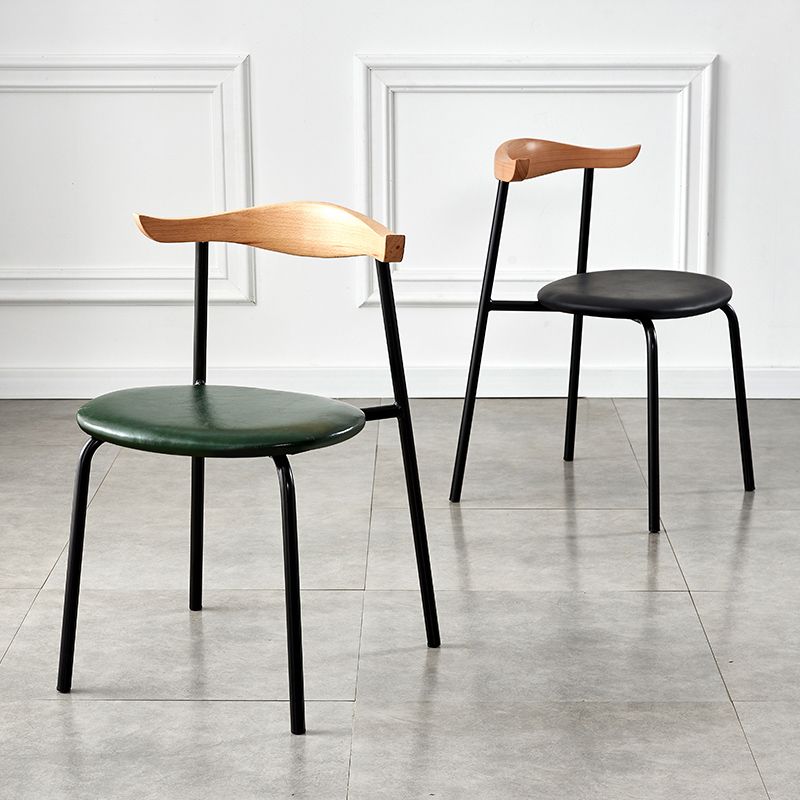 Contemporary Metal Dining Room Chairs Armless Open Back Dining Side Chair for Home Use