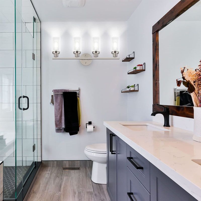 Metal and Glass Bathroom Vanity Lighting Multi - Light Bath Sconce in Chrome