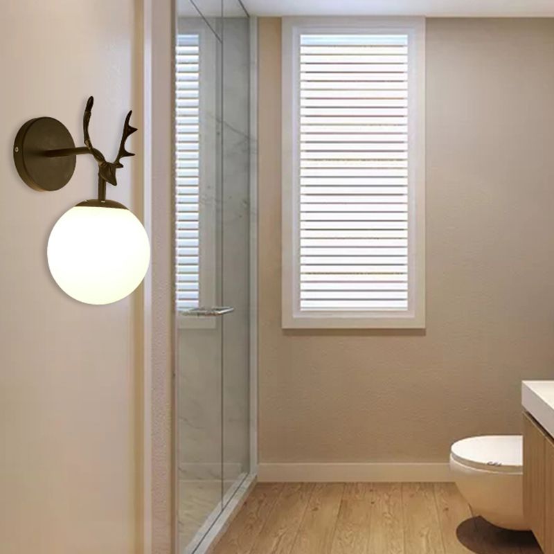 Modern Style Spherical Shape Wall Sconce Glass 1 Light Sconce Lighting for Bedroom