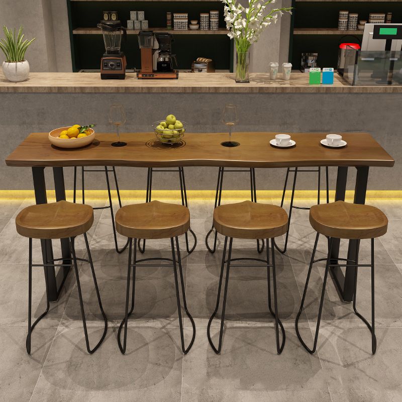 Industrial 1/2/9 Pieces Bar Table Set Rectangle Bar Table with High Stools