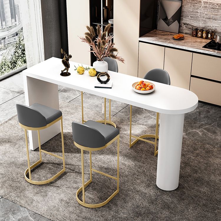 White Specialty Bar Dining Table Double Pedestal Wooden Bar Height Pub Table