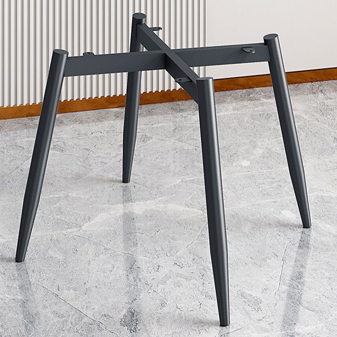 Home Scandinavian Side Chair Solid Back Metal Dining Room Chair with Black Legs