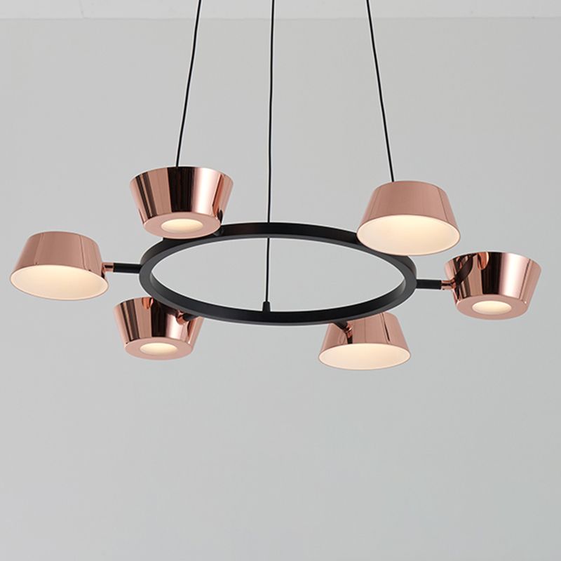Postmodern Style Chandelier Light Fixture Metal Rose Gold Pendant Light for Living Room
