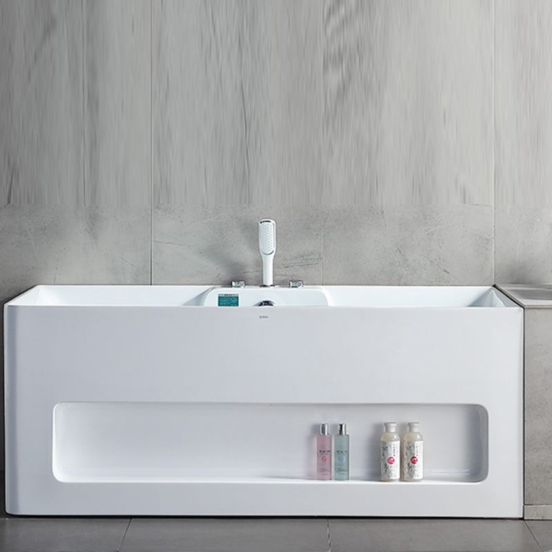 Modern Style Acrylic Bathtub Rectangle Back to Wall Bathroom Bathtub in White