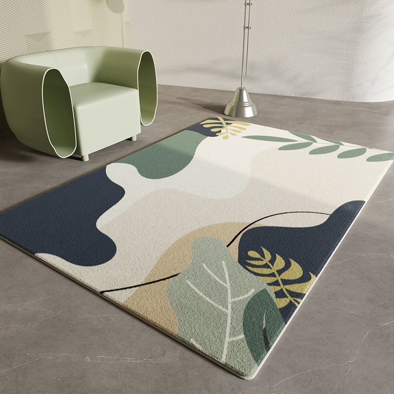Color Block Rug Nordic Rug Polyester Stain Resistant Anti-Slip Rug for Sleeping Room