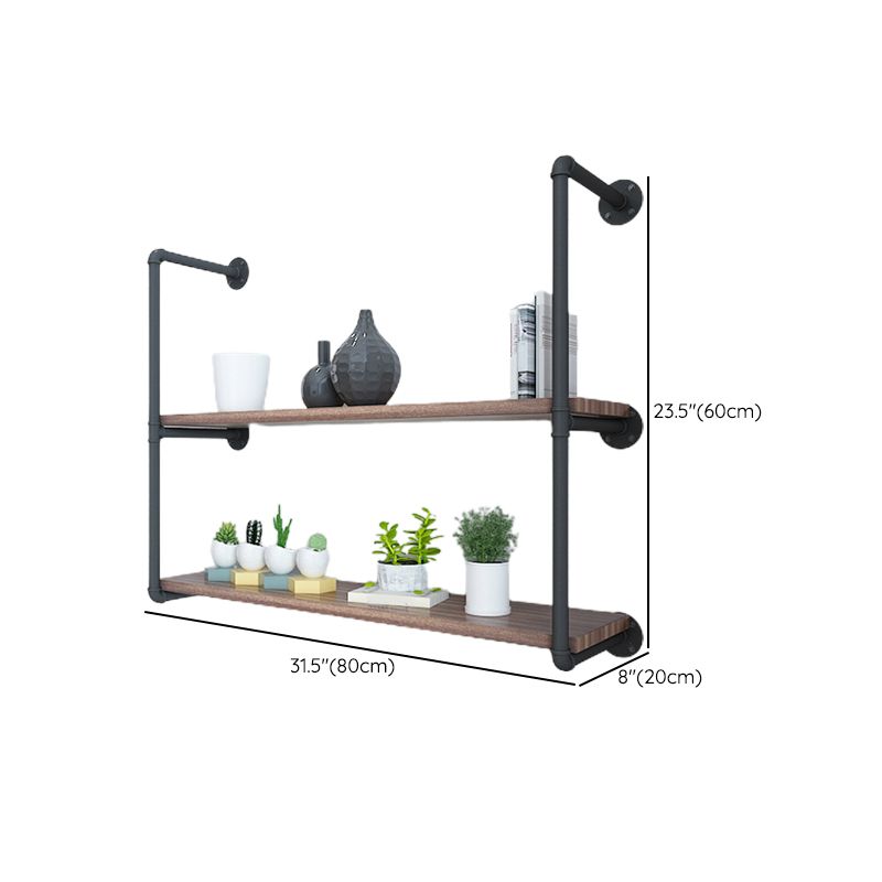 Industrial Closed Back Bookshelf Floating Wooden Natural Bookcase