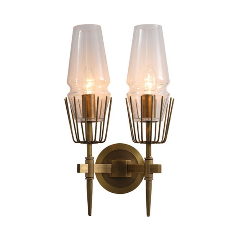 Metal Geometric Shape Wall Light Modern Style Multi Lights Wall Light Sconce in Brass