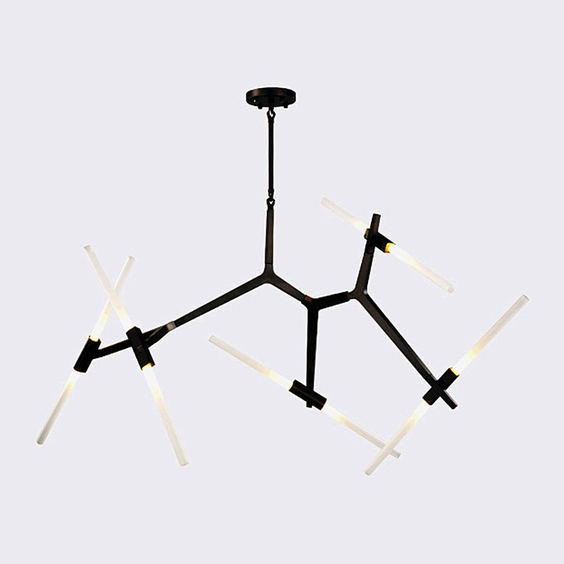 Luz de lámpara de lámpara de estilo moderno Rama de metal colgante de metal en negro