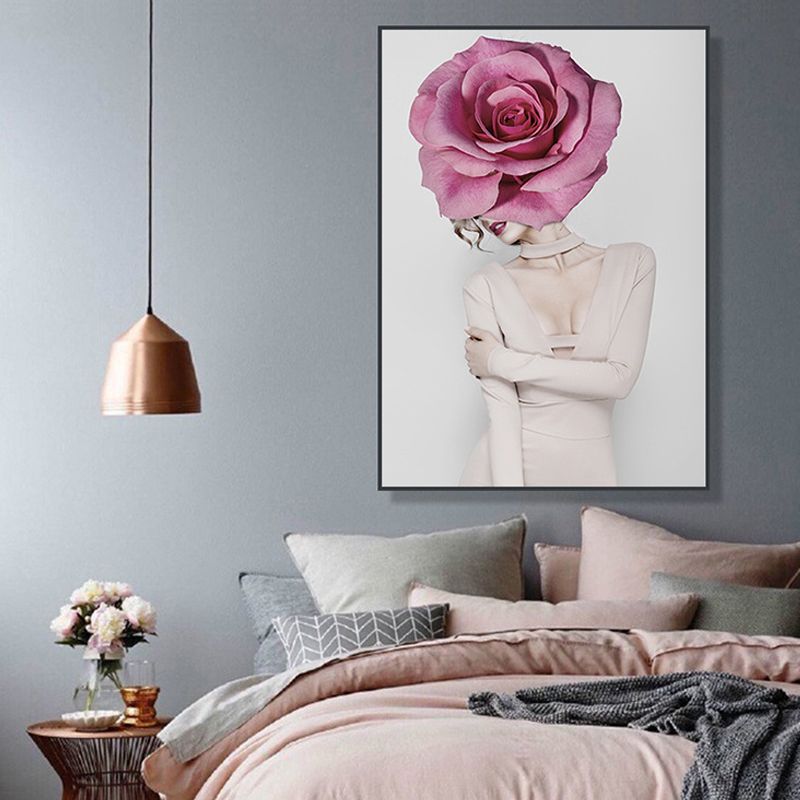 Photography Flower Girl Canvas Print Soft Color Modern Style Painting for Living Room