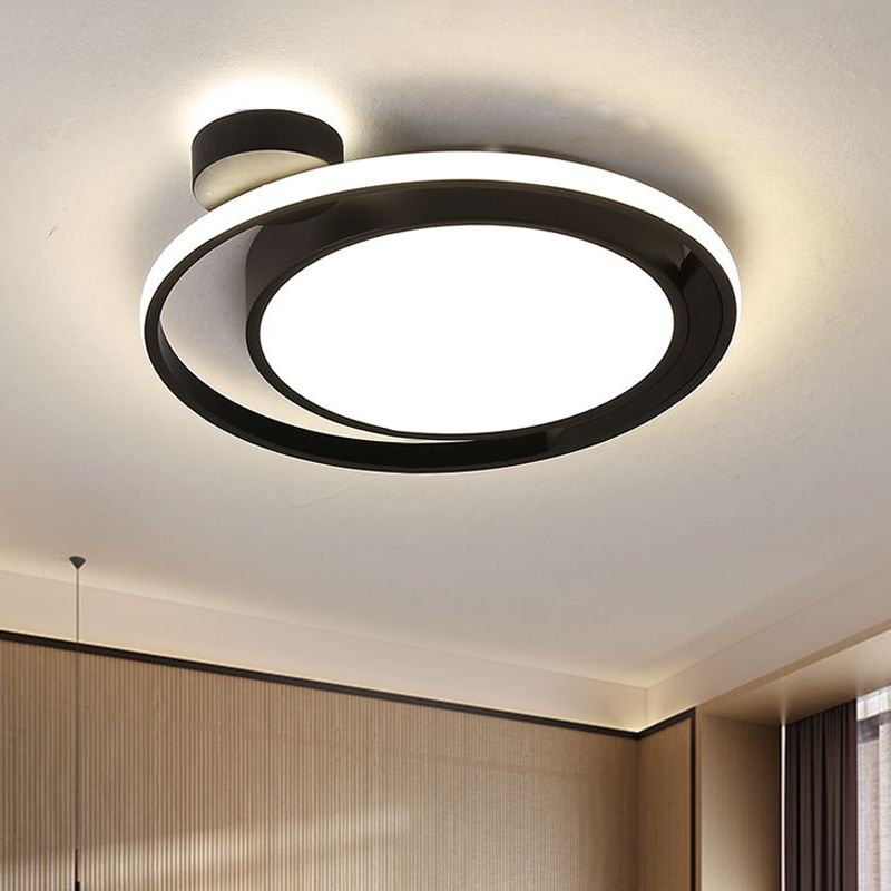Iluminación empotrada LED en blanco/negro modernista empotrada en el techo con tambor y anillo acrílico en luz blanca/cálida, 18"/21,5" de ancho