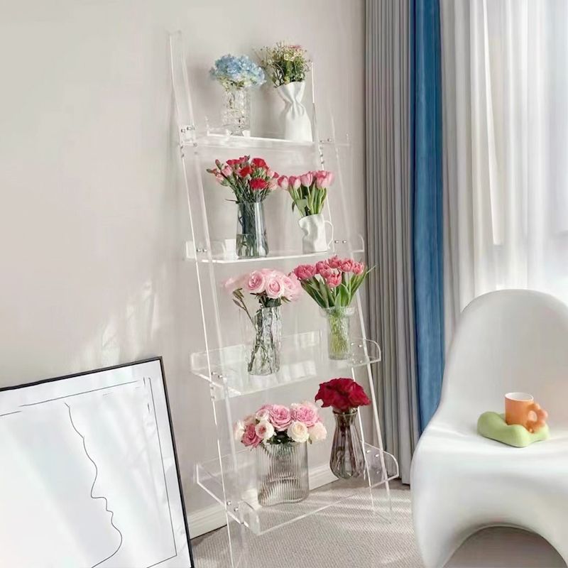 Contemporary Acrylic Bookcase Standard Open Back Bookshelf with Shelves