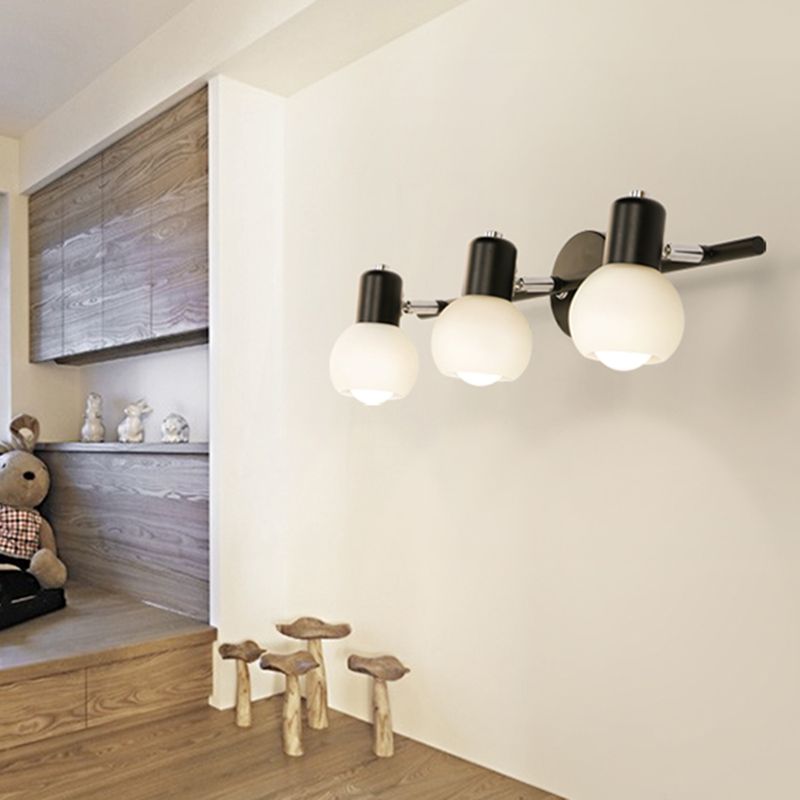 White Glass Bubble Wall Mounted Vanity Lights Modern Style Wall Sconce Lighting