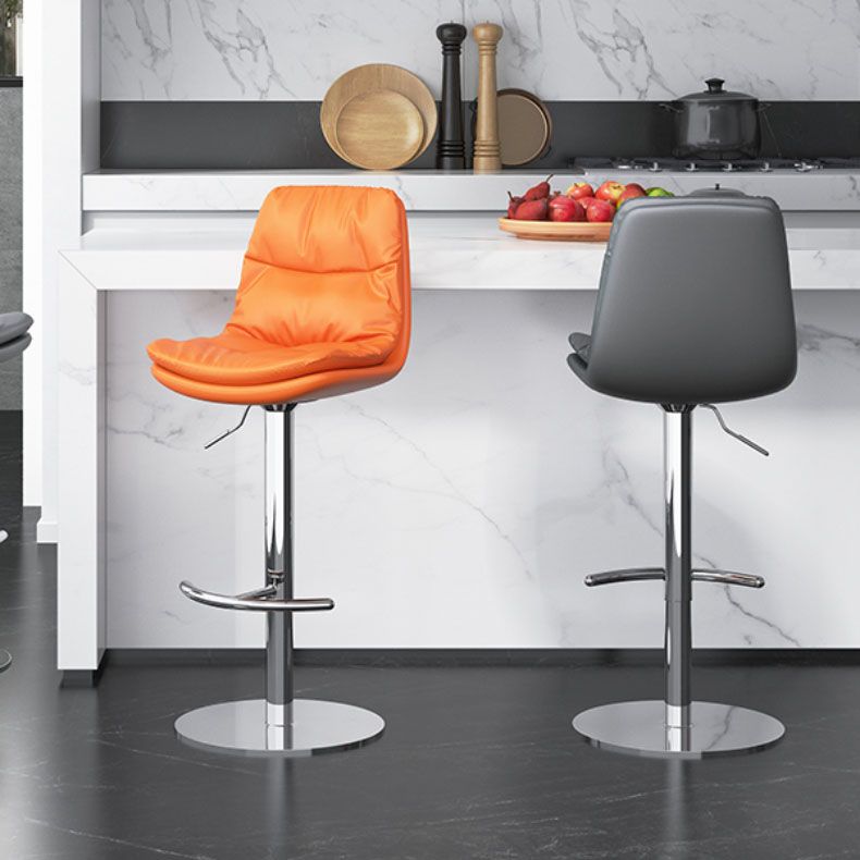 Upholstered Bar Stools Swivel Adjustable Height Bar Stool with Chrome Base