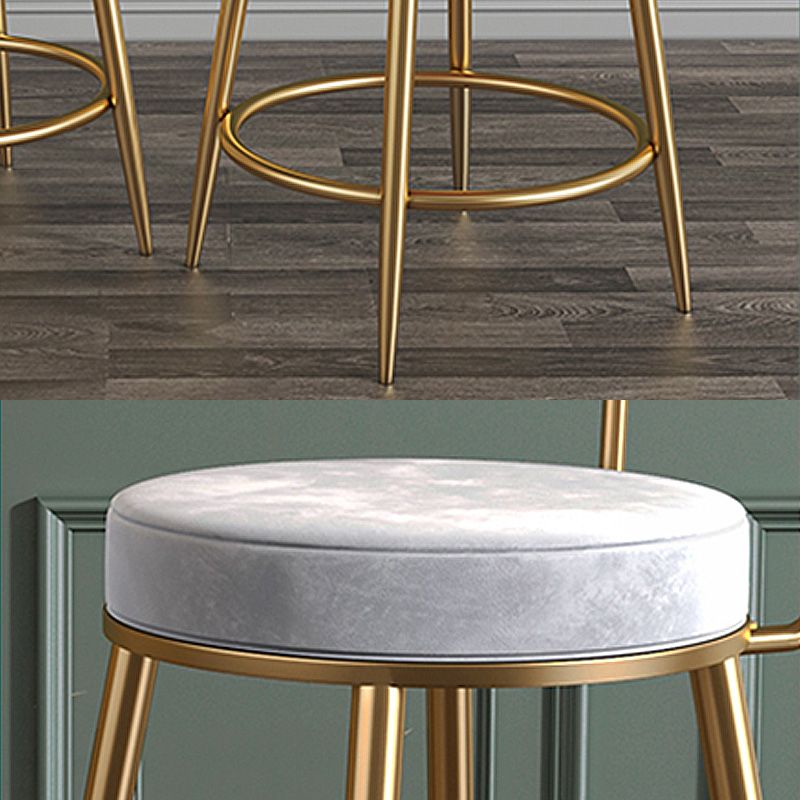 Glam Metal Upholstered Bar Stool Bristol Barstool with Iron Legs and Low Cushion Back